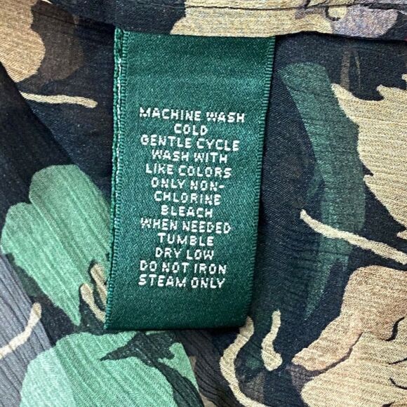 Lauren Ralph Lauren Floral Blouse Top Sheer Black Career Whimsygoth Womens 1X - Picture 9 of 15